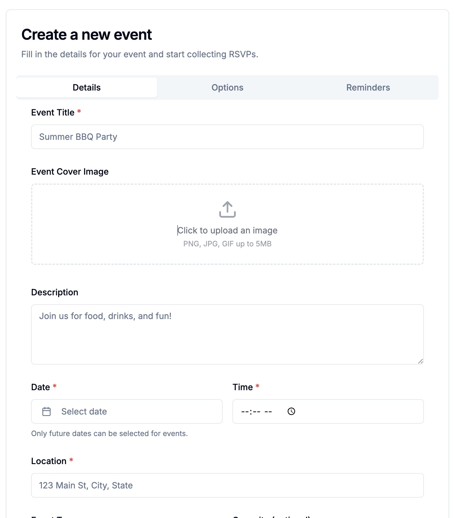 Create your event